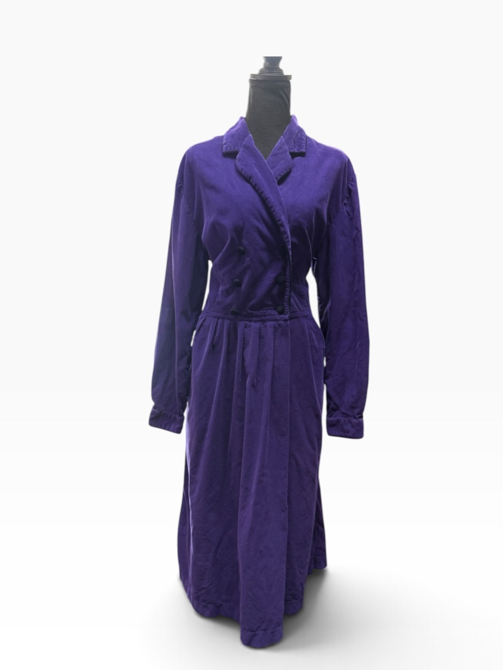 Vintage Talbots Purple Corduroy Wrap Dress Size 16 Made in USA